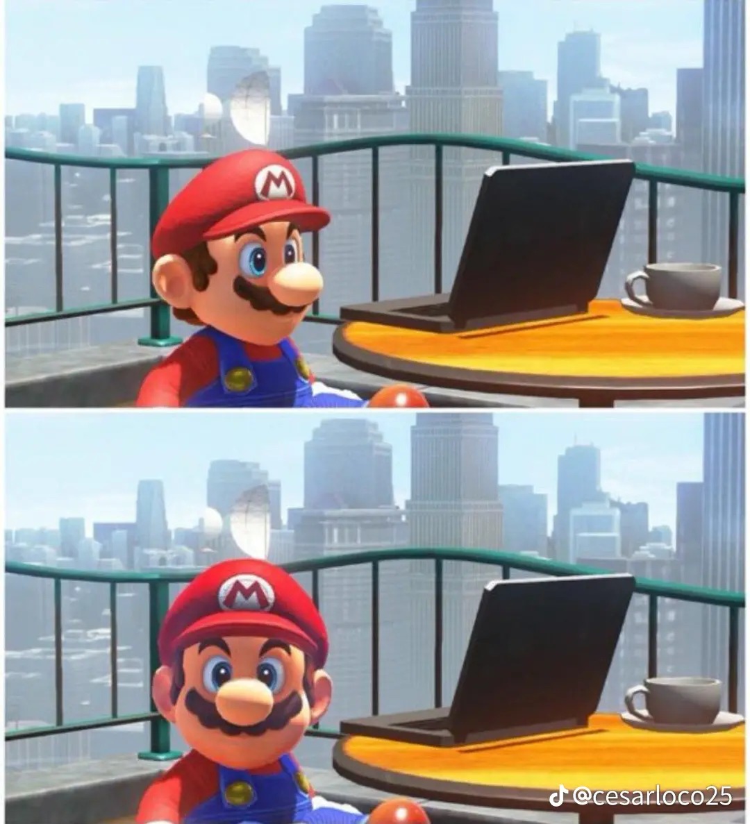 High Quality mario and computer Blank Meme Template