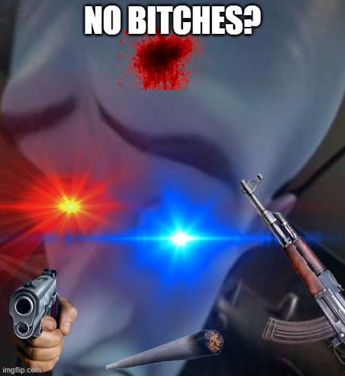 cursed | NO BITCHES? | image tagged in megamind no bitches | made w/ Imgflip meme maker