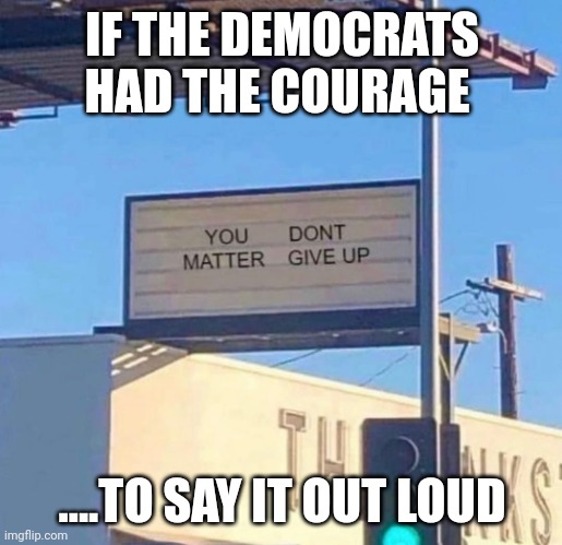 Build back better | IF THE DEMOCRATS HAD THE COURAGE; ....TO SAY IT OUT LOUD | image tagged in you dont matter give up | made w/ Imgflip meme maker