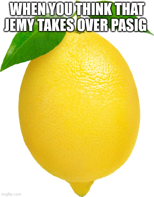 Lemon | WHEN YOU THINK THAT JEMY TAKES OVER PASIG | image tagged in lemon | made w/ Imgflip meme maker