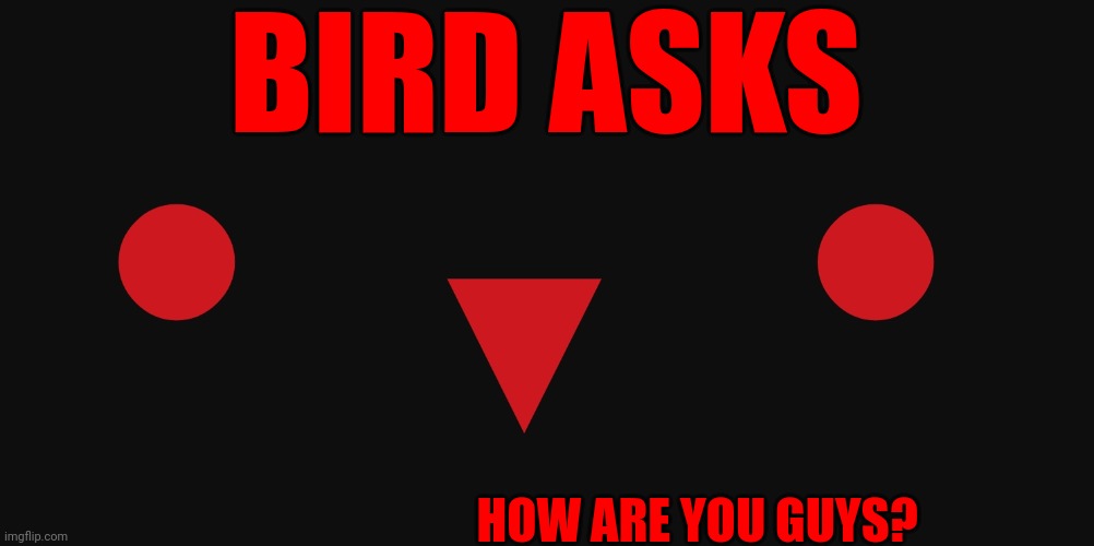 Bird says template | BIRD ASKS; HOW ARE YOU GUYS? | image tagged in bird says template | made w/ Imgflip meme maker