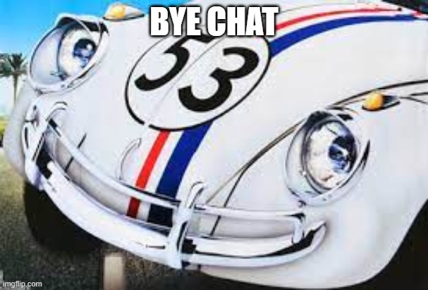 smug herbie | BYE CHAT | image tagged in smug herbie | made w/ Imgflip meme maker