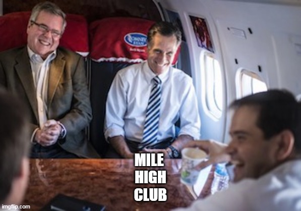 First Class passengers | MILE 
HIGH
CLUB | image tagged in first class flirting | made w/ Imgflip meme maker