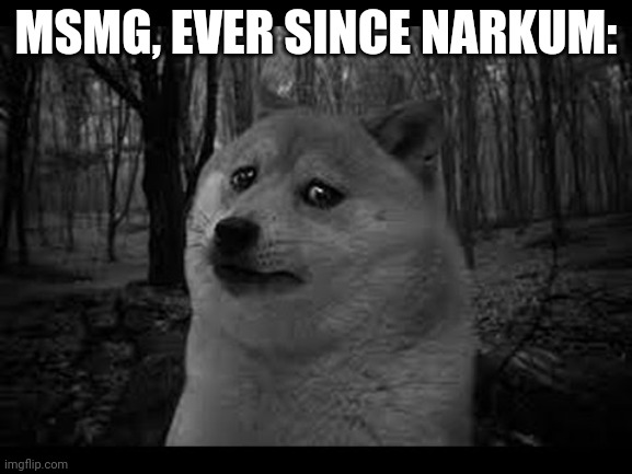 Very sad doge | MSMG, EVER SINCE NARKUM: | image tagged in very sad doge | made w/ Imgflip meme maker