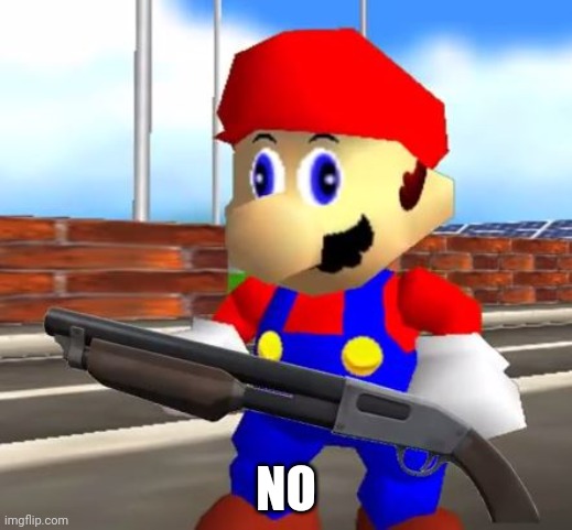 SMG4 Shotgun Mario | NO | image tagged in smg4 shotgun mario | made w/ Imgflip meme maker