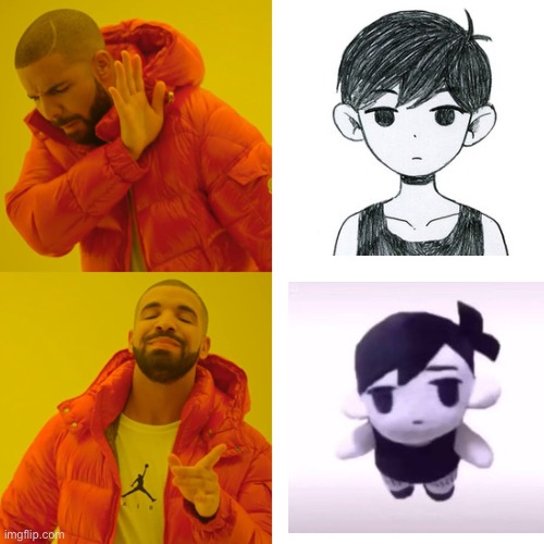 Omor plush | image tagged in memes,drake hotline bling,omori | made w/ Imgflip meme maker