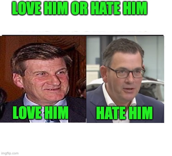 comparison table | LOVE HIM OR HATE HIM LOVE HIM HATE HIM | image tagged in comparison table | made w/ Imgflip meme maker