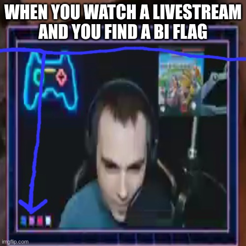 Hmm | WHEN YOU WATCH A LIVESTREAM AND YOU FIND A BI FLAG | image tagged in lgbtq,lgbtq stream account profile,live | made w/ Imgflip meme maker