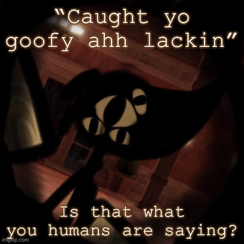 “Caught yo goofy ahh lackin”; Is that what you humans are saying? | made w/ Imgflip meme maker