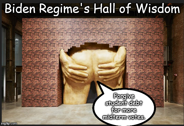 Biden's Hall of Wisdom | Biden Regime's Hall of Wisdom; Forgive student debt for more midterm votes. | image tagged in memes,politics | made w/ Imgflip meme maker