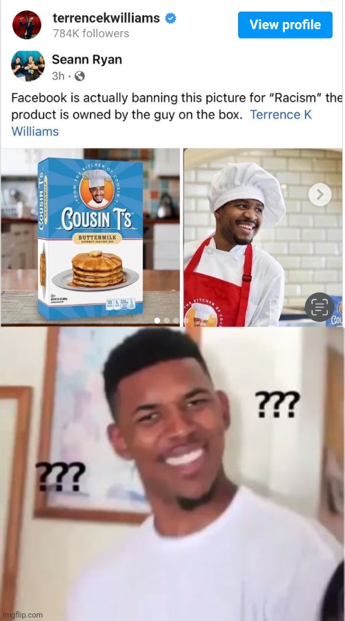 It's Offensive to the left to have a Black Man on his own Pancake Mix Box | image tagged in nick young,maga,black man,pancakes,offended,leftists | made w/ Imgflip meme maker