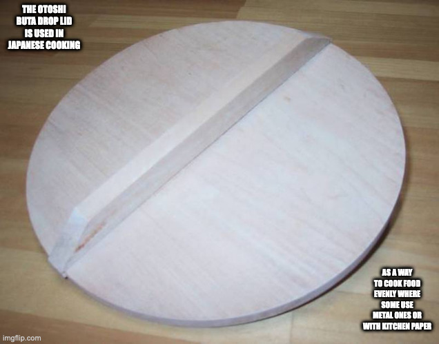 Otoshi Buta | THE OTOSHI BUTA DROP LID IS USED IN JAPANESE COOKING; AS A WAY TO COOK FOOD EVENLY WHERE SOME USE METAL ONES OR WITH KITCHEN PAPER | image tagged in memes,cooking | made w/ Imgflip meme maker