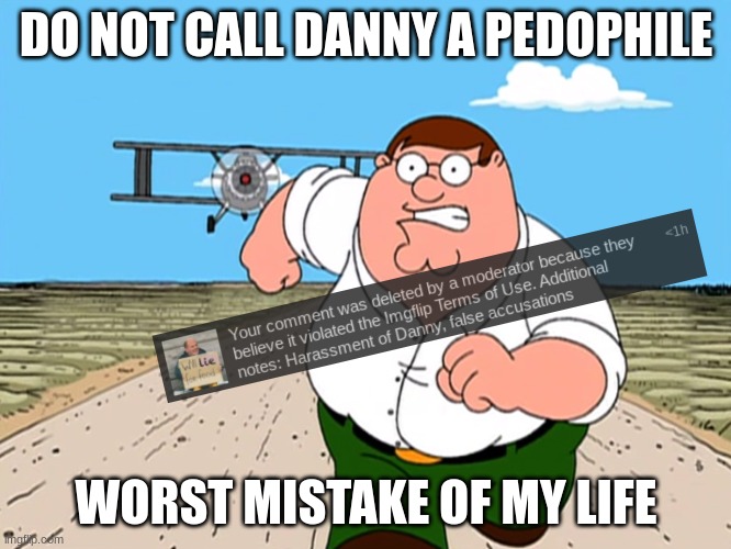 DON'T DO IT GUYS. | DO NOT CALL DANNY A PEDOPHILE; WORST MISTAKE OF MY LIFE | made w/ Imgflip meme maker