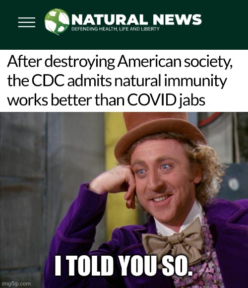 Should've trusted your immune system. | I TOLD YOU SO. | image tagged in memes | made w/ Imgflip meme maker