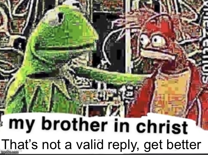 my brother in christ | That’s not a valid reply, get better | image tagged in my brother in christ | made w/ Imgflip meme maker