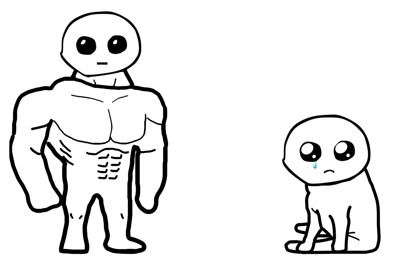 Muscular and Cheems TBH/ Autism Creature Blank Meme Template