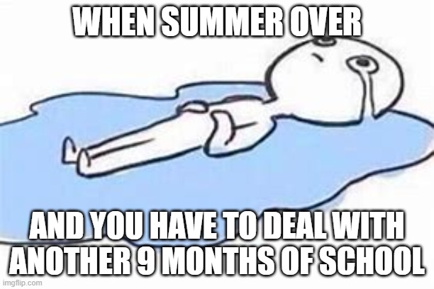 #Relatable | WHEN SUMMER OVER; AND YOU HAVE TO DEAL WITH ANOTHER 9 MONTHS OF SCHOOL | image tagged in big sad | made w/ Imgflip meme maker