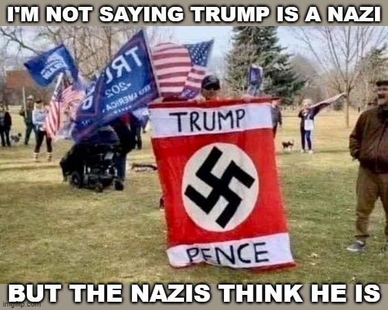  I'M NOT SAYING TRUMP IS A NAZI; BUT THE NAZIS THINK HE IS | image tagged in trump nazis,political meme,funny memes | made w/ Imgflip meme maker
