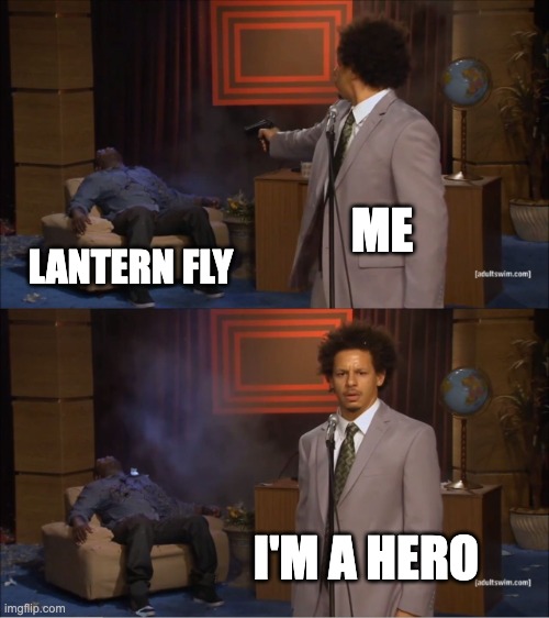 destroy | ME; LANTERN FLY; I'M A HERO | image tagged in memes,who killed hannibal,lantern flies,kill,shoot on sight,hero | made w/ Imgflip meme maker