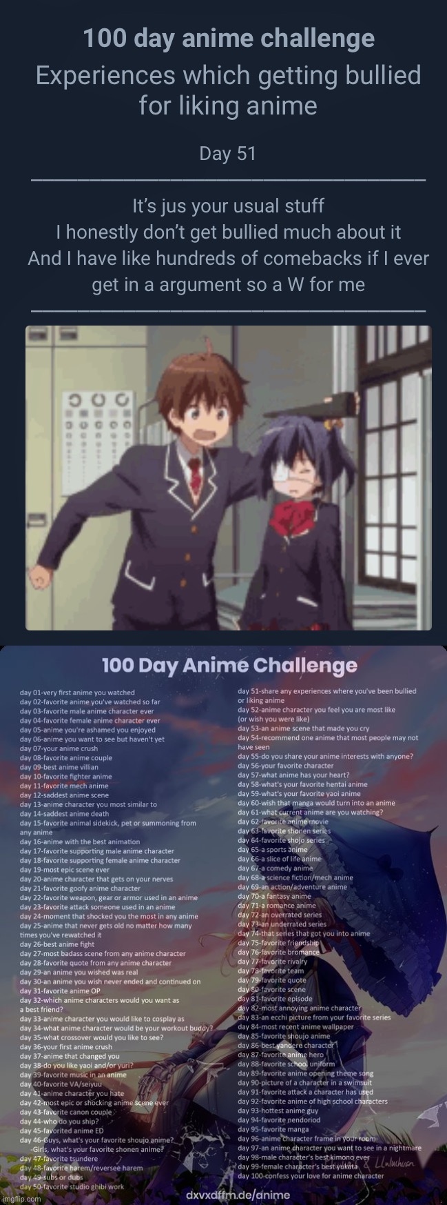 image tagged in 100 day anime challenge | made w/ Imgflip meme maker