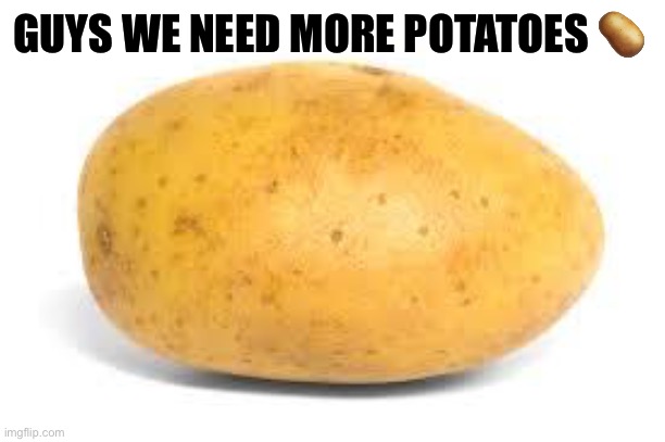 Not enough people! | GUYS WE NEED MORE POTATOES 🥔 | image tagged in potato | made w/ Imgflip meme maker