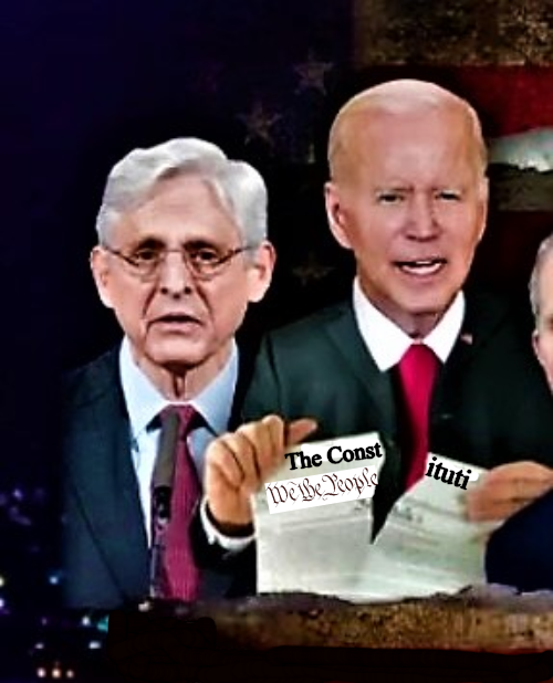 Biden rips Constitution with AG Merrick Garland Blank Meme Template