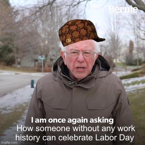 Public see is is kinda like work, maybe | How someone without any work history can celebrate Labor Day | image tagged in memes,bernie i am once again asking for your support,politics lol | made w/ Imgflip meme maker