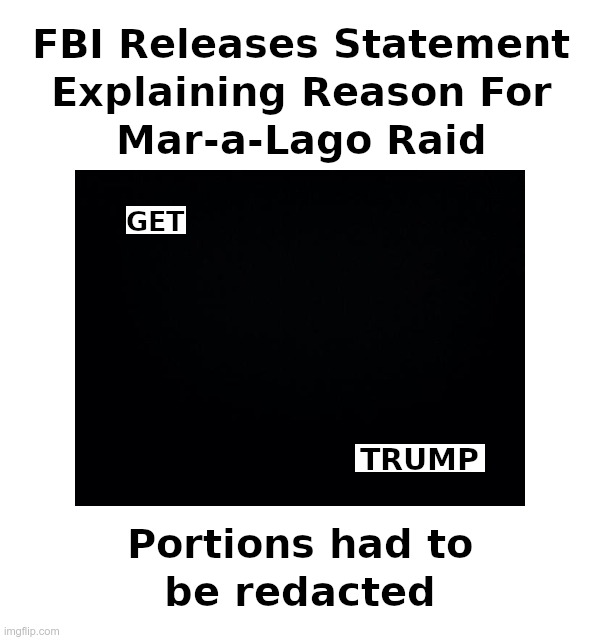 Portions Of The FBI Statement Had To Be Redacted | image tagged in joe biden,doj,fbi,raid,mar-a-lago,banana republic | made w/ Imgflip meme maker