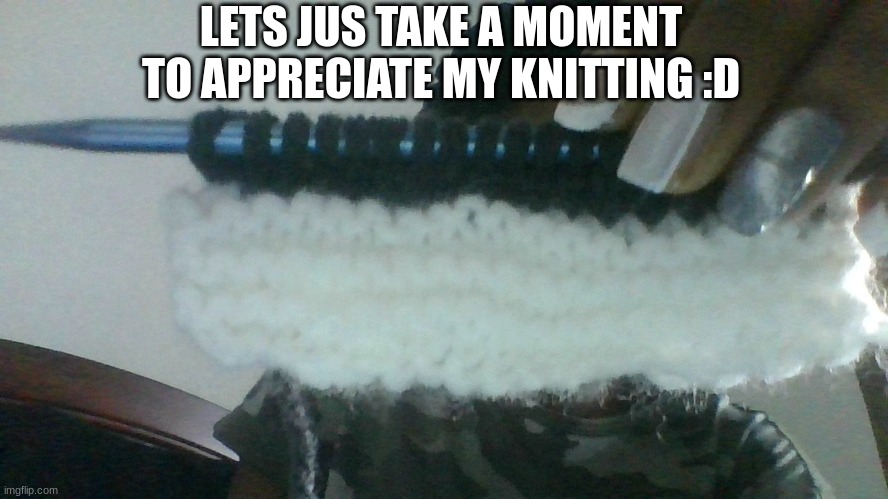 its beutiful | LETS JUS TAKE A MOMENT TO APPRECIATE MY KNITTING :D | made w/ Imgflip meme maker