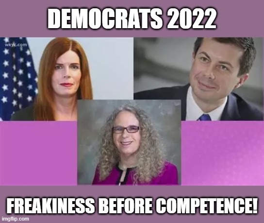 DEMOCRATS 2022; FREAKINESS BEFORE COMPETENCE! | image tagged in democrats,2022 eletions | made w/ Imgflip meme maker