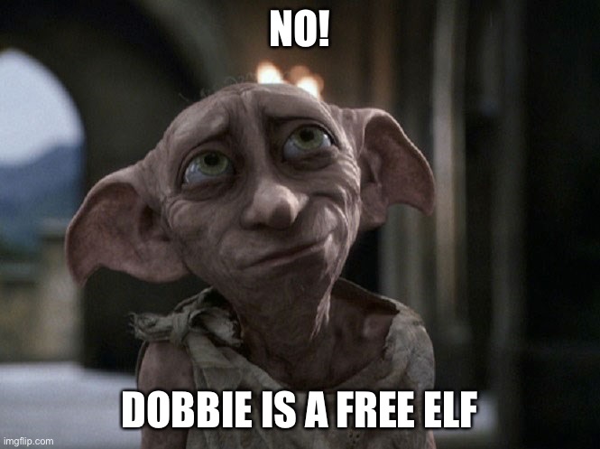 Dobby is a free elf | NO! DOBBIE IS A FREE ELF | image tagged in dobby is a free elf | made w/ Imgflip meme maker