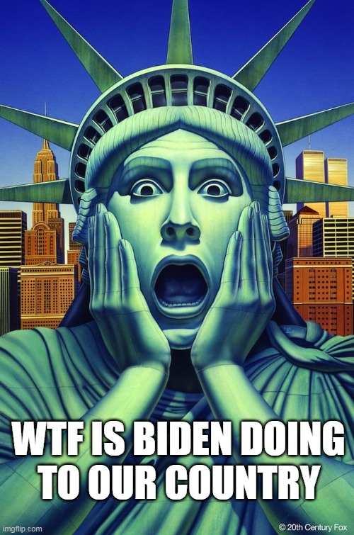Scared Lady Liberty | WTF IS BIDEN DOING
TO OUR COUNTRY | image tagged in scared lady liberty | made w/ Imgflip meme maker