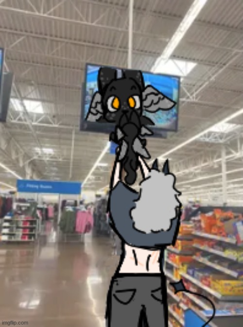 my ocs caelum and crucifix at walmart-- | made w/ Imgflip meme maker