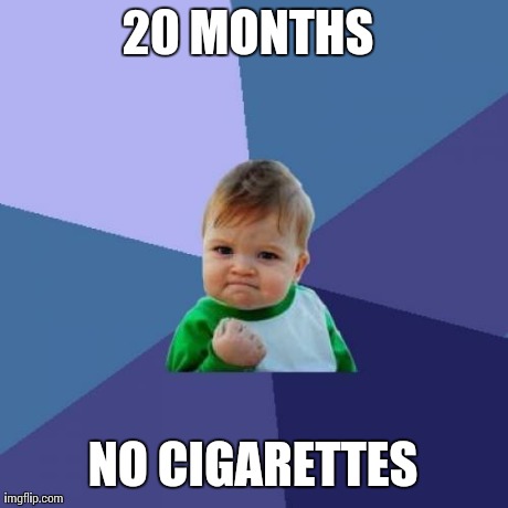 Success Kid | 20 MONTHS  NO CIGARETTES | image tagged in memes,success kid,AdviceAnimals | made w/ Imgflip meme maker