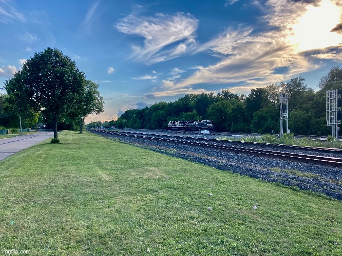 Railroad Sunset - Photo contest - Berky | image tagged in train | made w/ Imgflip meme maker