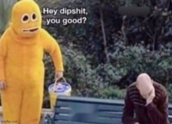 Hey dipshit you good? | image tagged in hey dipshit you good | made w/ Imgflip meme maker