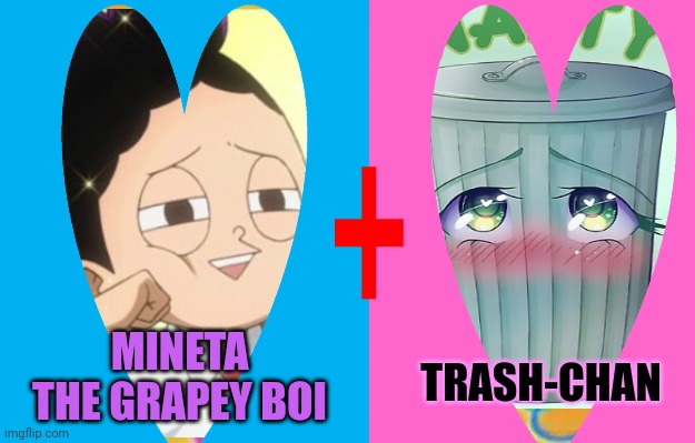 Best new Mineta ship? | MINETA THE GRAPEY BOI; TRASH-CHAN | image tagged in mineta,mha,shipping,trash can | made w/ Imgflip meme maker