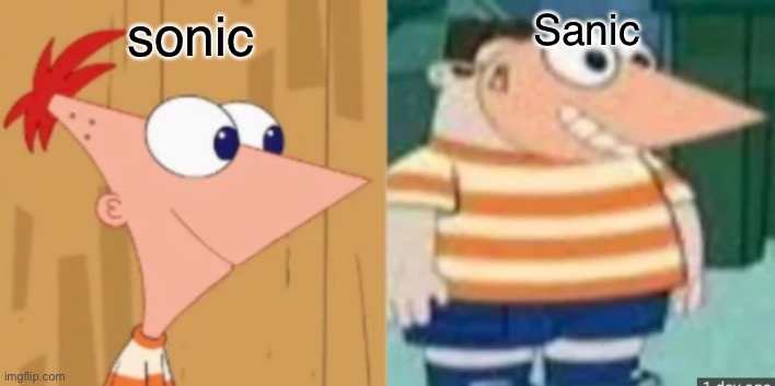 Buford Dressed As Phineas | Sanic; sonic | image tagged in buford dressed as phineas,sonic the hedgehog,sanic | made w/ Imgflip meme maker