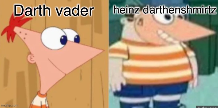 Buford Dressed As Phineas | heinz darthenshmirtz; Darth vader | image tagged in buford dressed as phineas,darth vader,heinz doofenshmirtz | made w/ Imgflip meme maker