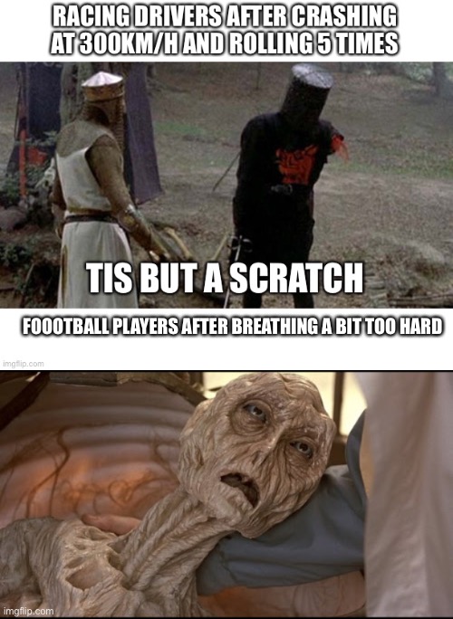  FOOOTBALL PLAYERS AFTER BREATHING A BIT TOO HARD | image tagged in alien dying,memes,funny,gifs,death | made w/ Imgflip meme maker
