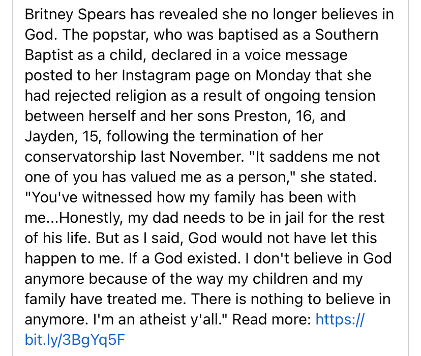 High Quality Britney Spears atheist Blank Meme Template