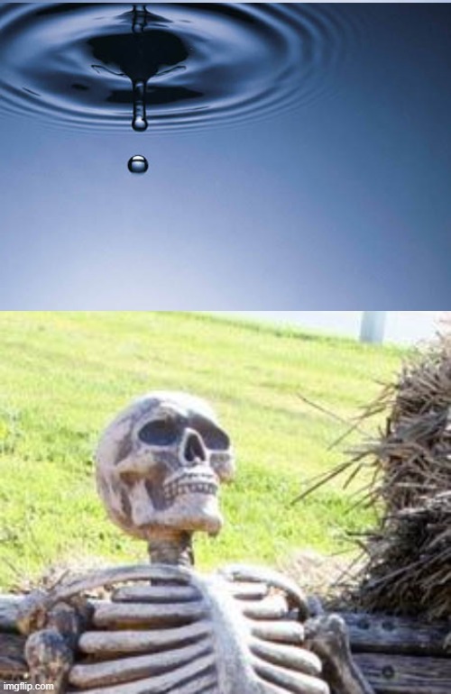 image tagged in water drop,memes,waiting skeleton | made w/ Imgflip meme maker