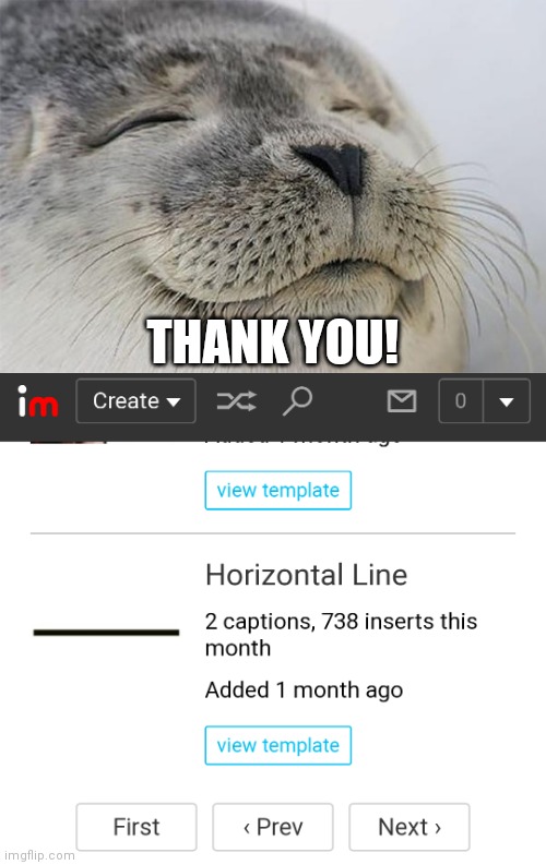 This definitely made my day :) | THANK YOU! | image tagged in blank transparent square,blank white template,happy seal,imgflip | made w/ Imgflip meme maker