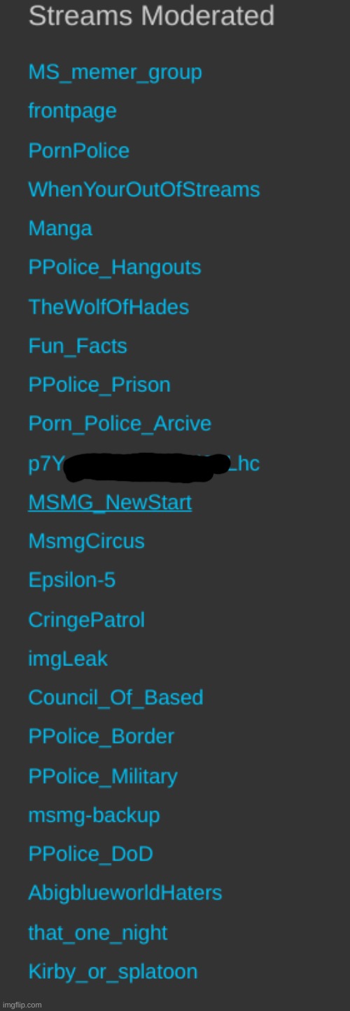 streams MODERATED (also the blacked-out one was a ppolice private backup) | made w/ Imgflip meme maker