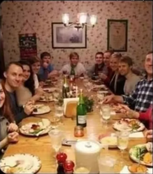 family at a dinner table Blank Meme Template