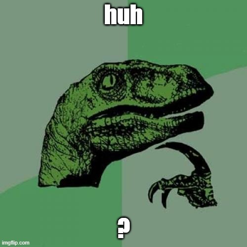 huh ? | huh; ? | image tagged in memes,philosoraptor | made w/ Imgflip meme maker