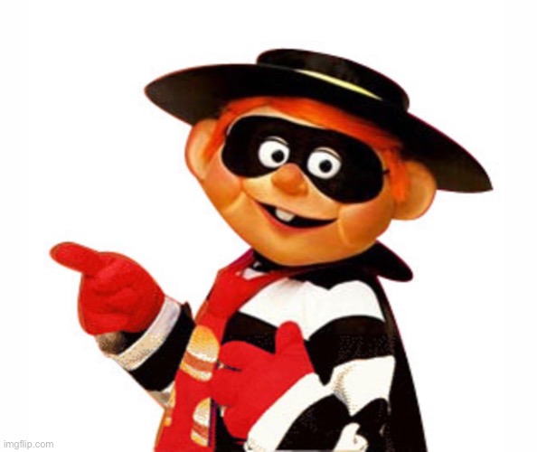 Old Hamburgler Pointing Left | image tagged in old hamburgler pointing left | made w/ Imgflip meme maker