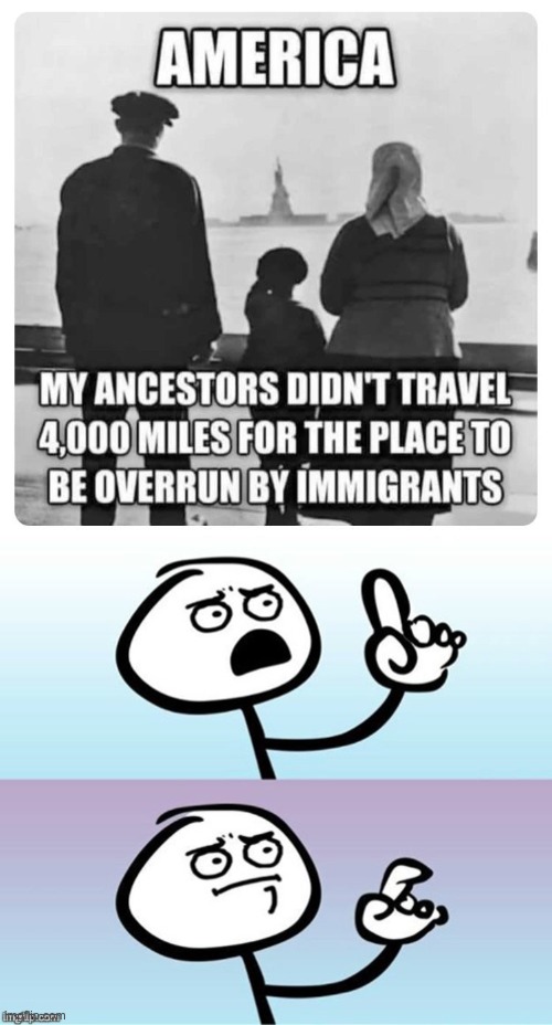 My ancestors didn't come to this stolen land only for other people to steal it from me. | image tagged in wait a minute never mind,colonialism,immigration,america | made w/ Imgflip meme maker