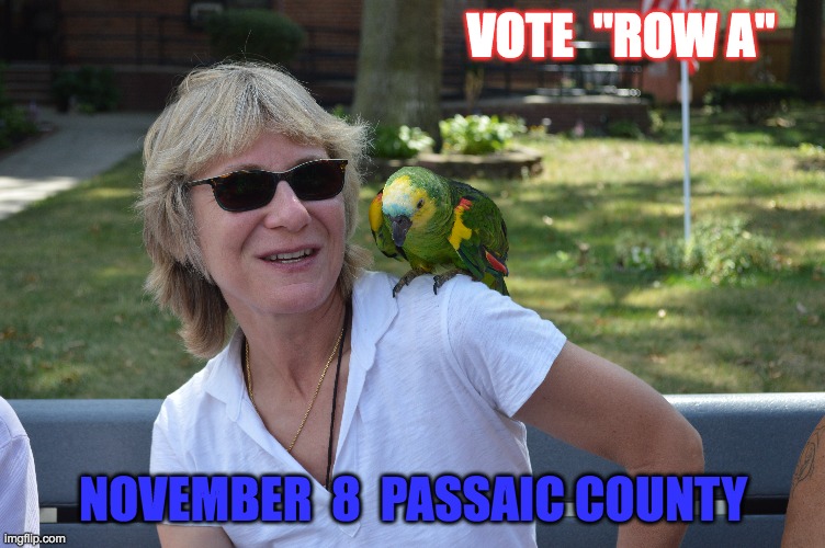 #passaicountyparrot | VOTE  "ROW A"; NOVEMBER  8  PASSAIC COUNTY | image tagged in memes | made w/ Imgflip meme maker
