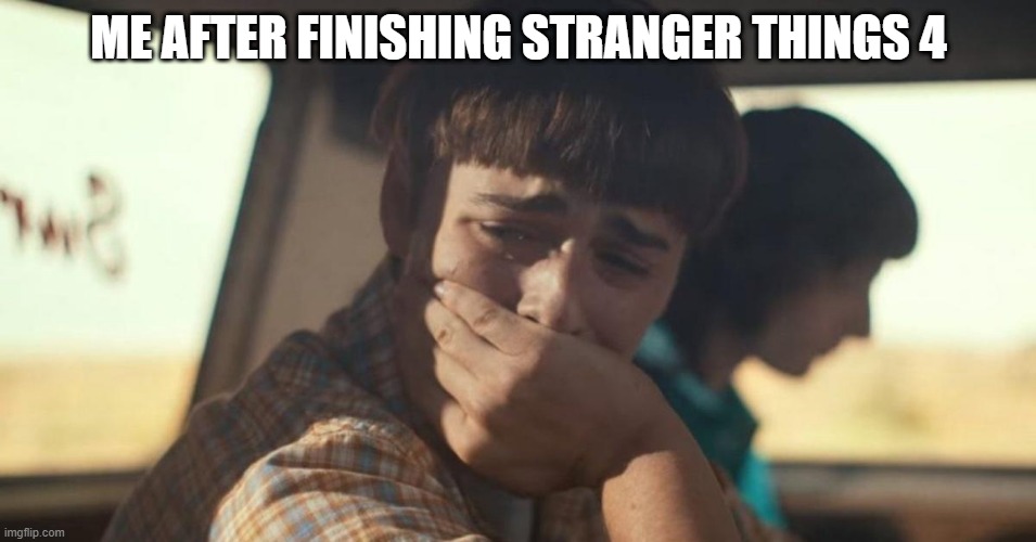 STRANGER THINGS 4 | ME AFTER FINISHING STRANGER THINGS 4 | image tagged in will byers crying | made w/ Imgflip meme maker